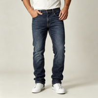 Jean slim rétro pour homme avec coutures en W, coupe droite, en denim de coton, taille basse, cinq poches, décontracté