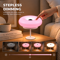 Lampe de table LED en forme de donut, à intensité variable, avec interrupteur tactile, lumière d'ambiance créative orange, rose, blanche pour chambre à coucher et décoration intérieure