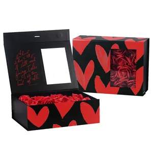 Individuelles Logo bedruckte starre faltbare Kartons für Kleidung Schuhverpackung aus Papier mit Band magnetverschluss faltbare Geschenkboxen