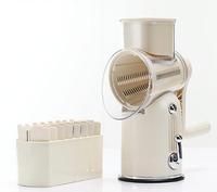 Multifunctionele Handmatige Trommelnotenkaas Roterende Groenterasp Mandoline Cutter Fruithakmachine En 5 Verstelbare Messen Gereedschap