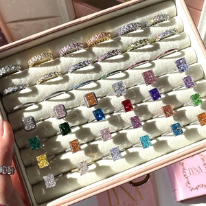 Anillos con piedras negras para mujer joyería joyeria plata lotes de anillos de compromiso con piedras de circonia - Product Image 1