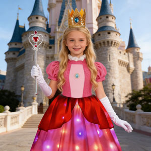 Disfraz de <span class=keywords><strong>Princesa</strong></span> <span class=keywords><strong>Peach</strong></span> para Niñas, Vestido Rosa para Fiesta de Cumpleaños, Halloween, Cosplay, Disfraces de <span class=keywords><strong>Daisy</strong></span> <span class=keywords><strong>Peach</strong></span> con Luz - Product Image 4