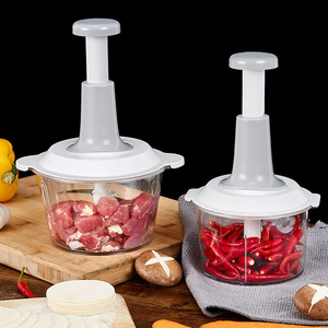 Processeur de purée d'ail Plastique PP Oignon Veggie Coupeur de légumes Manuel Pousser la main <span class=keywords><strong>Viande</strong></span> Robot culinaire Hachoir - Product Image 1