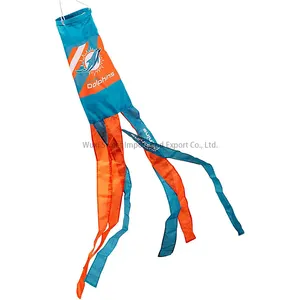 Wholesale Custom NFL MIAMI DOLPHINS Windsocks Waterproof Wind Sock Decoy With Reflective Popular Weather Vane Flags