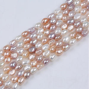 สร้อยคอมุกน้ำจืดธรรมชาติสีขาว ขนาด 8-9 มม. แบบกึ่งสำเร็จรูป ร้อยเชือก รูตรงสองด้าน สำหรับงาน DIY เครื่องประดับ ขายส่ง - Product Image 3