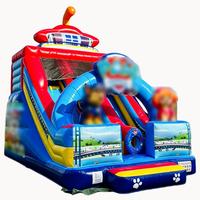 7x4x5m (23x13.1x16.4ft) Combo Toboggan Gonflable Thème Chien de Dessin Animé en PVC, Château Gonflable avec Toboggan Sec et Double Toboggan pour Enfants