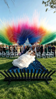 Canon à confettis et feux d'artifice colorés, déclencheur TNT, en forme d'éventail, une seule rangée, ensemble de 16 déclencheurs, pour révélation du sexe, mariage, scène, fête