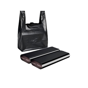 Bolsas de Plástico Negras para Camisetas Huamaohengchun, Paquete de 100, 12.6'' x 6.5'' x 21'', Bolsa Negra para Compras, Hogar, Supermercado, Restaurante - Product Image 1