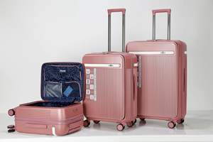 Valise thermoformée en PC de style nouveau avec poche avant et double fermeture éclair antivol, tube en aluminium et serrure à code. - Product Image 3