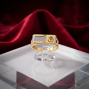 Elegant 14K Gold Men's Cocktail <b>Ring</b> with Om Symbol Luxury Spiritual Jewelry for Daily Wear & Wedding Occasions - Product Image 1