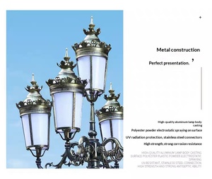 Lampadaires de Jardin de Style Européen, Luminaires Vintage pour Villa, Lampes Extérieures Carrées pour Parc, Lampadaires LED Étanches en Aluminium - Product Image 4