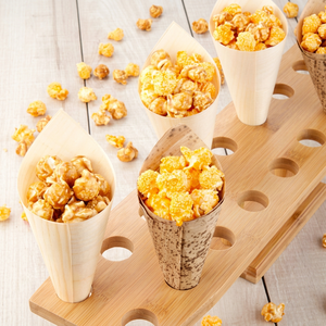 Exhibidor de Conos de Palomitas de Bambú, Soporte Multiusos para Aperitivos, Plato para Servir Buffet - Product Image 1