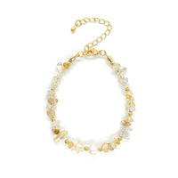 Bracelet Perlé Fait Main pour Femmes à la Mode : Pierre Naturelle, Cuivre Plaqué Or et Fausse Perle