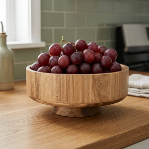 Bol en bois fait main avec motif raisins rouges, design minimaliste, empilable, pour fruits et collations, usage domestique, cadeau d'affaires - Product Image 3