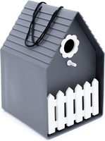 Rumah Burung Plastik untuk Digantung, 20 X 15 Cm, Beige, Kotak Sarang Burung dengan Tempat Bertengger Kecil, Dekorasi Taman, Tempat Makan Burung