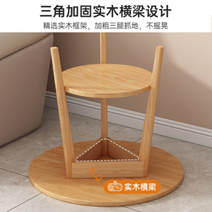 Mesa de centro redonda de madera maciza con estante de almacenamiento para uso en dormitorio o balcón de personas mayores - Product Image 3