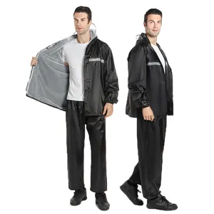 2023 fashion customizable new double layer waterproof jacket and trousers rain for adult raincoat.