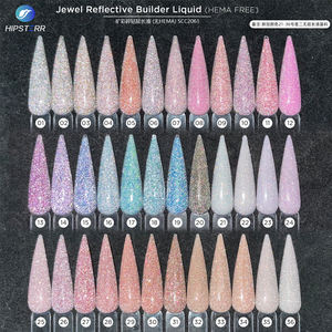Gel de construction pour ongles liquide réfléchissant sans HEMA en flacon, gel de construction réfléchissant effet bijou, vernis à ongles couvrant, OEM - Product Image 3