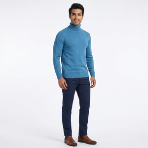 Automne et hiver nouveau pull décontracté de couleur unie pour hommes pull à col roulé pull en tricot décontracté pour hommes - Product Image 1