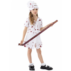 Costume de cosplay d'Halloween pour enfants, costume de performance d'horreur, Ghostface, Reine du sang, Cheerleading, Infirmière, 8-13 ans, polyester - Product Image 5