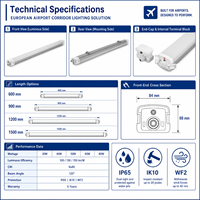 Luminaire LED DALI Tri-proof Premium avec Fonction d'Urgence, Indice de Protection IP65, Garantie 5 Ans, Angle de Faisceau 120° pour l'Éclairage des Aéroports