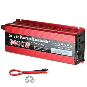 Inverter tenaga surya portabel, gelombang sinus murni DC 12V/24V ke AC 110V/220V 1000W 1600W 2200W 3000W