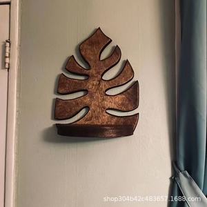 Wooden <b>wall</b>-<b>mounted</b> decorative <b>shelf</b>, single-layer <b>wall</b>-<b>mounted</b> storage rack for home use. - Product Image 4