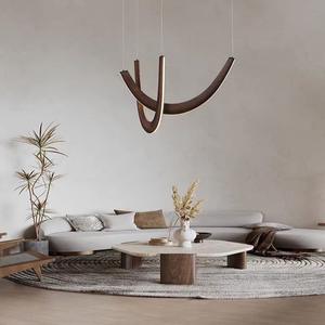 Lustre abat-jour en bois éclairage îlot de cuisine lampes suspendues en bois nordiques pour salle à manger - Product Image 6