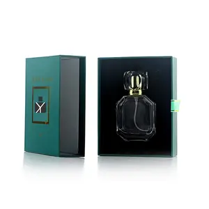 Bouteille de parfum en verre de luxe emballage de boîte personnalisée étui de parfum d'estampage à chaud en or avec velours EVA