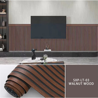 Panneau mural en bois cannelé moderne léger et flexible, auto-adhésif, revêtement mural 3D en PVC à grain de bois pour salon