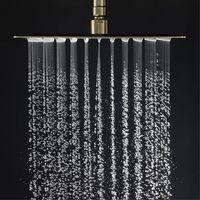 Pommeau de douche carré haute pression en acier inoxydable 304 doré brossé – Expérience de douche confortable, utilisation à basse pression pour toilettes, simple