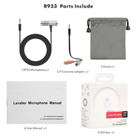 Microphone Lavalier Professionnel Filaire de Bureau à Double Capteur Omnidirectionnel Léger à Condensateur avec Prise TRS 3,5 mm et Adaptateur TRRS