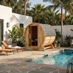 Sauna de Barril para Exteriores de Cedro Rojo Moderno a Precio de Fábrica, Kit de Sauna de Madera para Jardín de 2-4 Personas con Estufa de Leña - Product Image 2