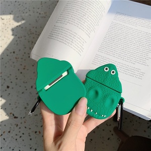 Étui pour écouteurs sans fil en forme de <span class=keywords><strong>dinosaure</strong></span> vert de dessin animé, avec une <span class=keywords><strong>coque</strong></span> en silicone tridimensionnelle - Product Image 3