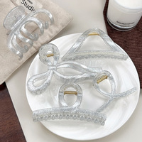 2025 nouvelle mode brillant argent Style coréen requin pince cheveux accessoire haut de gamme luxe en plastique pince à saisir