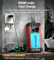 Démarreur d'urgence portable 12 V pour batterie de voiture, pour jusqu'à 10 L de diesel ou 7 L d'essence