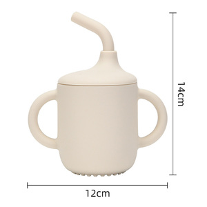 Tasse à bec verseur en silicone de qualité alimentaire pour bébé, avec poignées et bec en forme de bec de canard, plusieurs couleurs disponibles, tasse à boire en silicone souple, vente chaude - Product Image 6