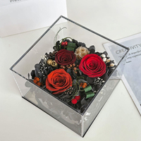 Vente flash - Cadeau pour la fête des mères - Boîte à fleurs en acrylique transparente - Roses éternelles préservées dans des boîtes en acrylique - Fleurs décoratives