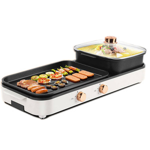 Parrilla Eléctrica 2 en 1 de 1980W y 3L con Control de Temperatura Separado, Parrilla Coreana para Barbacoa - Product Image 1