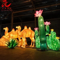 Lanterne géante LED motif chameau et cactus du désert, fabriquée à la main à Zigong, étanche, pour la décoration de scènes d' oasis et d'attractions touristiques