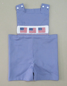 Patriotic American Flag Smocked Kids Clothes Set Fourth of July Toddler Outfit Gingham <b>Short</b> Set <b>Romper</b> Collection - Product Image 4