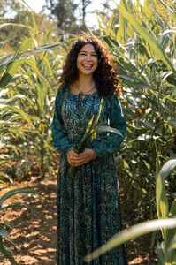 Bohemian Peacock Feather Maxi Dress Modal Cotton Ajrakh Hand <b>Block</b> <b>Print</b> Casual Occasional Wear Handcrafted Ethical Fashion - Product Image 3