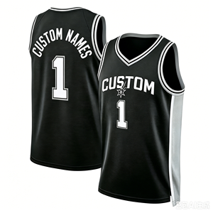 Maillot de basket personnalisé respirant avec impression par transfert thermique, nom brodé, numéro cousu, taille plus - Product Image 1