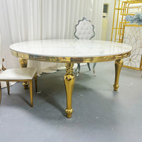 Table de banquet de luxe moderne en acier inoxydable et verre trempé pour hôtel, extérieur, mariage et réception