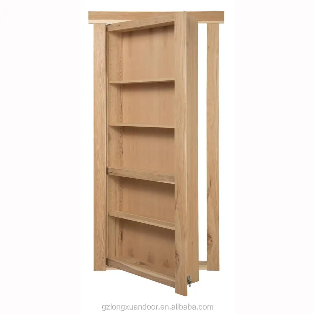 Customized Measurements Solid Wood Cabinet Doors Storage Secret Hidden Door Bookshelf Door