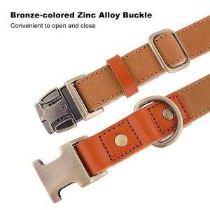 Umwelt freundliches Hanf Haustier Echtes Leder halsband Massives Muster Bronze Schnalle Hunde halsband Langlebige Doppels ch ichten - Product Image 3
