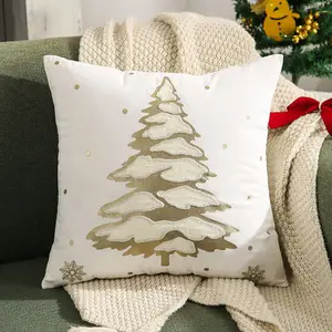 Oro e argento Festival asciugamano ricamo cuscino oro timbratura federa natalizia per divano letto casa