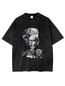 <span class=keywords><strong>Director</strong></span> <span class=keywords><strong>David</strong></span> Lynch Camisetas Verano 100% Algodón Hombro caído Cuello redondo Peso pesado Lavado ácido - Product Image 4