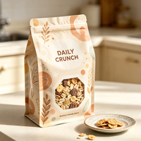 Sachet Doypack avec fermeture éclair, imprimé sur mesure, en plastique, pour emballage alimentaire, refermable, Marque de premier plan PT