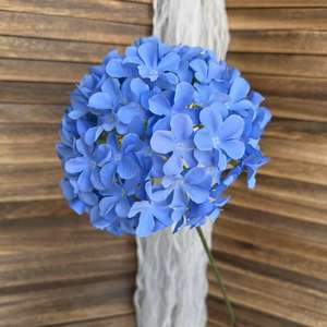 Grandes fleurs d'hortensia artificielles en latex blanc et bleu, fleurs d'hortensia de simulation européenne, décoration de mariage - Product Image 5